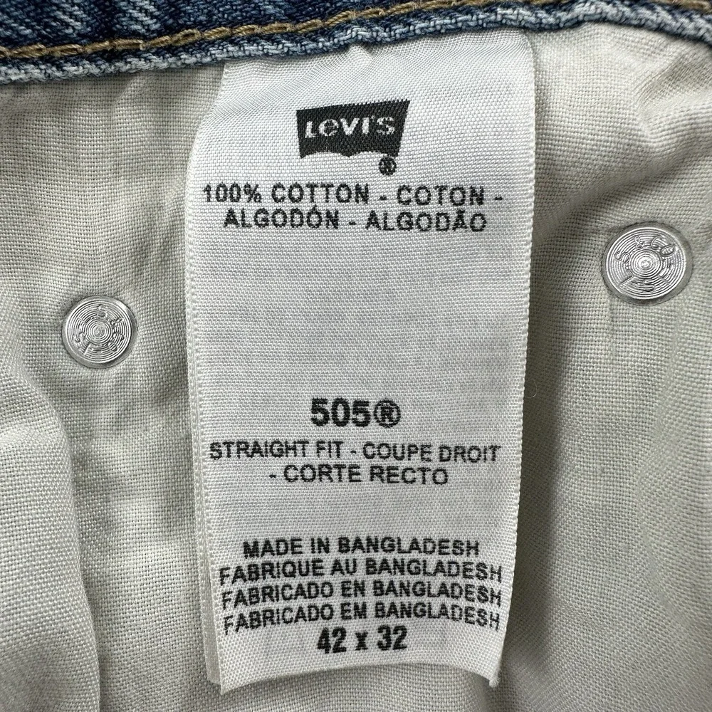 Y2K Levi's 505 Jeans Men's 42x32 Regular Fit 100% Cotton Straight Leg Light Wash